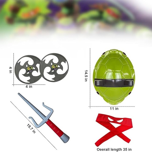 New Turtle Shell Halloween Costume Set for Kids Green - Picture 3 of 5